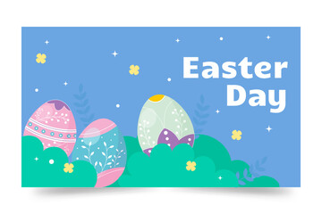 Hand drawn easter banner. Eggs