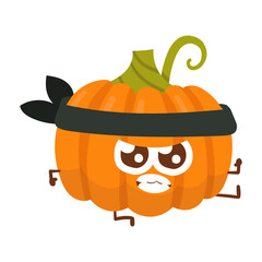 Cute Cartoon Pumpkin character expression stickers on white background