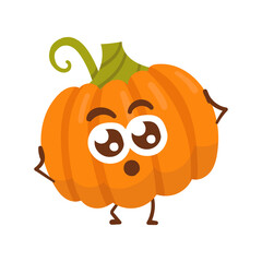 Cute Cartoon Pumpkin character expression stickers on white background