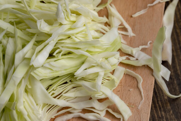 Sliced white cabbage on the table