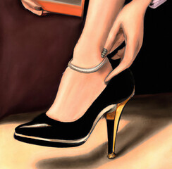 powerful ladie's business outfit on office created with generative AI technology