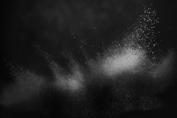 Abstract white powder explosion on black background. white dust spray. Generative AI