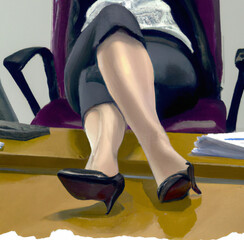 powerful ladie's business outfit on office created with generative AI technology