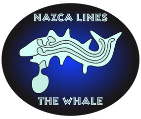 Geoglyph of the whale from Nazca on transparent background