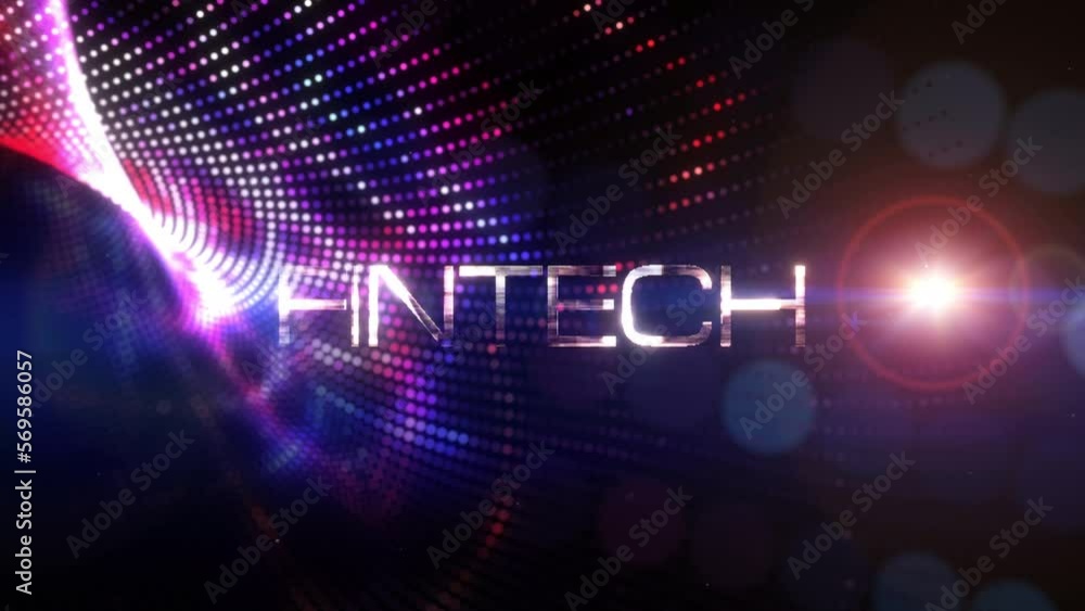 Poster fintech glow text abstract science technology futuristic 3d with flare light cinematic title backgro