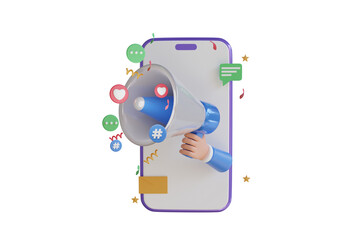 Social Media Marketing 3D Illustration