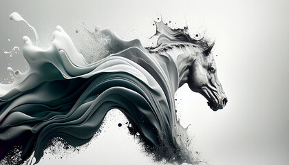 Abstract horse created with Generative AI technology