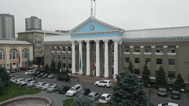 Bishkek City Hall drone footage. High-quality 4k footage