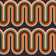 Retro 70s seamless pattern.Mid Century pattern