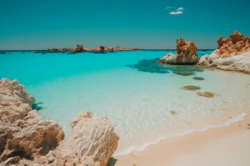 Beach. - a Beautiful WHITE BEACH, azure sea, clear sunny sky and summer. Dream and perfect beauty!