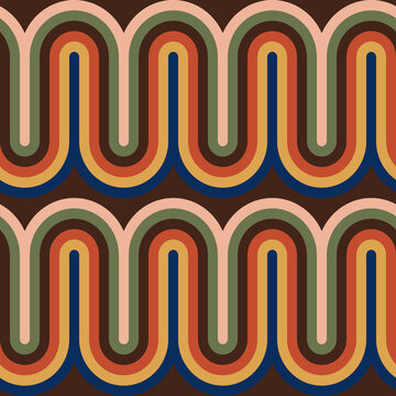 Retro 70s seamless pattern.Mid Century pattern