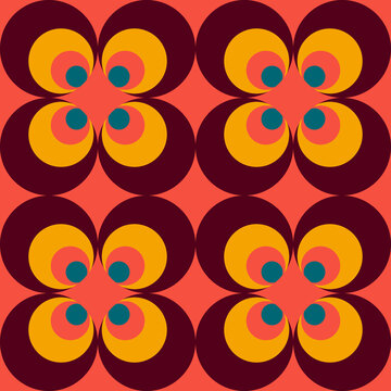 Retro groove pattern with circles in the style of 70 s
