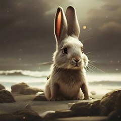 rabbit on the beach