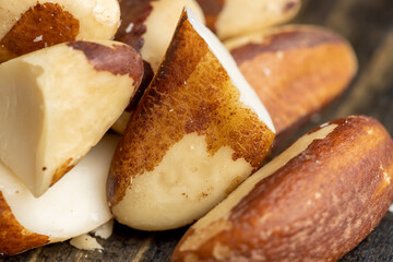 High-quality Brazil nuts peeled from the shell on the table