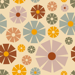 Retro floral pattern in 60s style 