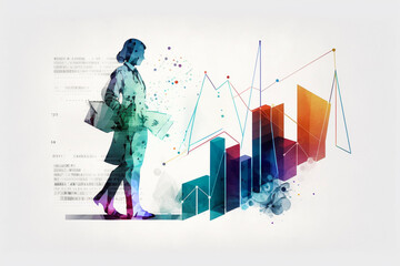 Finance Workers Data Analysis Illustration. Generative AI