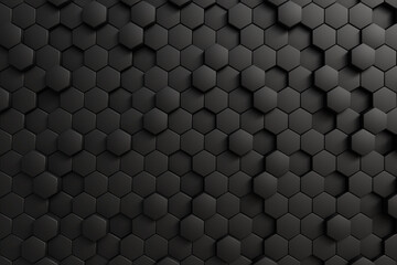 black geometric hexagonal background image. 3D rendering.