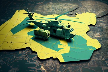 Military conflict in Ukraine. War map illustration. Cartography design. 3d render. Generative AI