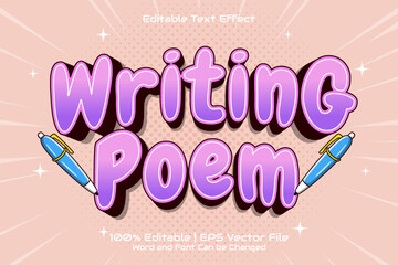 Writing poem Text Effect Editable Cartoon Style