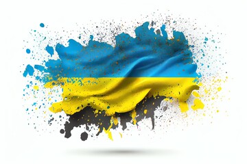Ukrainian flag isolated on white banner. Generative AI