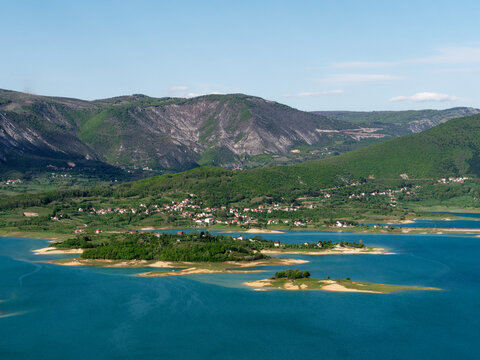 View over the lake Ramsko in Bosnia and Herzegovina. Travel destination. Rural tourism. 