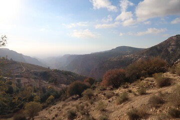 On the way to the view point overlooking Dana and the Valley of the Dana Trail, Dana, Jordan