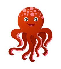 Octopus cartoon character . Vector .
