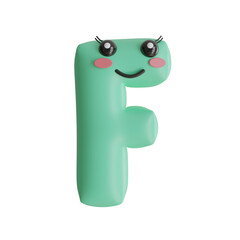 Cute Letter F 3D Alphabet