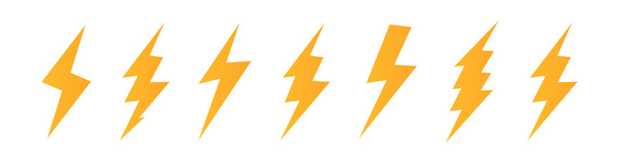 Set Lightning bolt. Thunderbolt, lightning strike. flat style vector illustration. Vector.