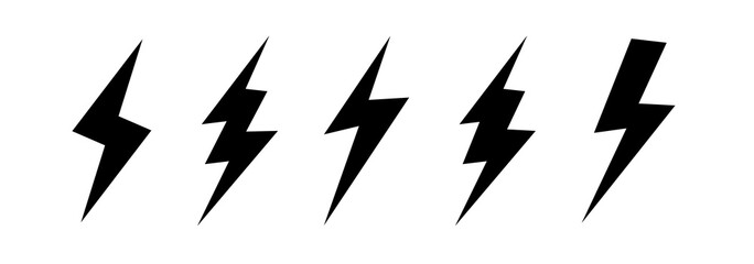 Lightning vector set . Simple icon storm or thunder and lightning strike isolated from the background. vector