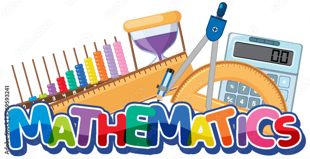 Wall mural math time text banner with math element
