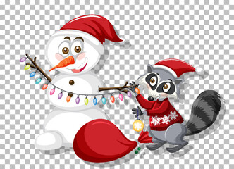 A snow man on grid background