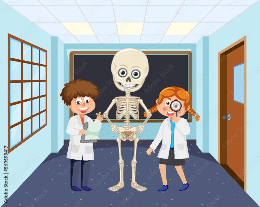 Wall mural student doing science experiment in laboratory