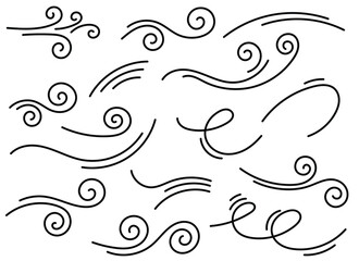 Hand drawn doodle wind blow clip art
