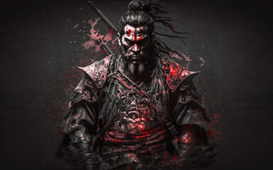 Bloody medieval samurai warrior, generative AI - 569593410