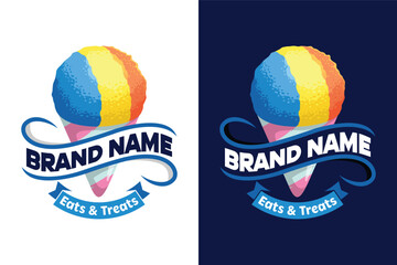 Shave ice dessert illustration logo design