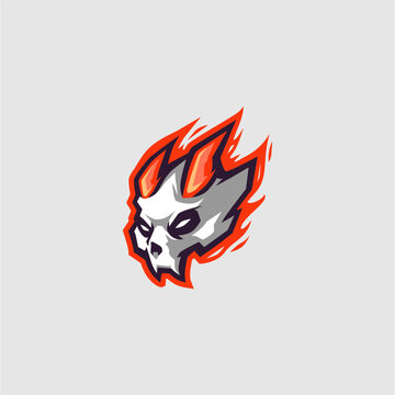 flaming skull with flames