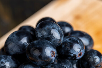 Fresh wet grapes of blue color