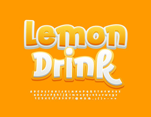 Vector artistic Emblem Lemon Drink. Modern handwritten Font. Creative Alphabet Letters, Numbers and Symbols set