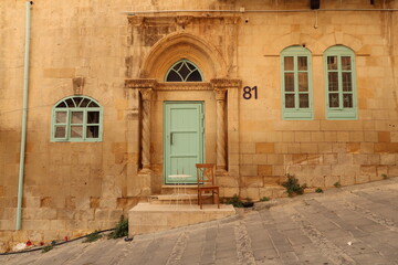 Fototapeta na wymiar Beautiful facade of a house in As-Salt, Salt, Jordan