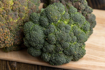 Green ripe broccoli in raw form