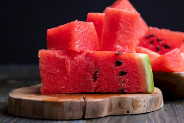 Sliced sweet watermelon of red color