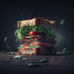 A close up of the Sandwich.Generative AI 