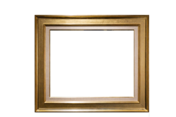  Blank wood frame image frame gold leaf with exposed fabric matt. The frame has no content in it. Lighting above, add your own picture or graphic the size is width 17.8 inches by 15.3 inches high