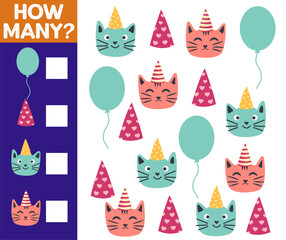How many Cat, game for children. printable worksheet