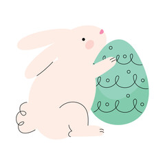 rabbit lifting green egg painted