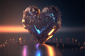 heart shaped fireworks create with Generative AI