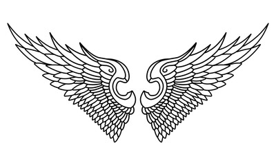 Vector angel wings line art design isolated