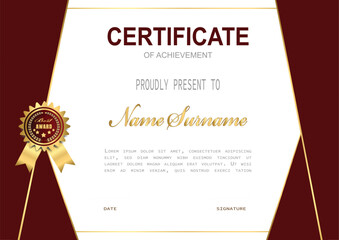dark red and gold luxury certificate