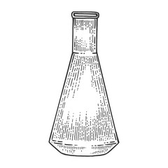 Chemical laboratory flask sketch engraving PNG illustration with transparent background